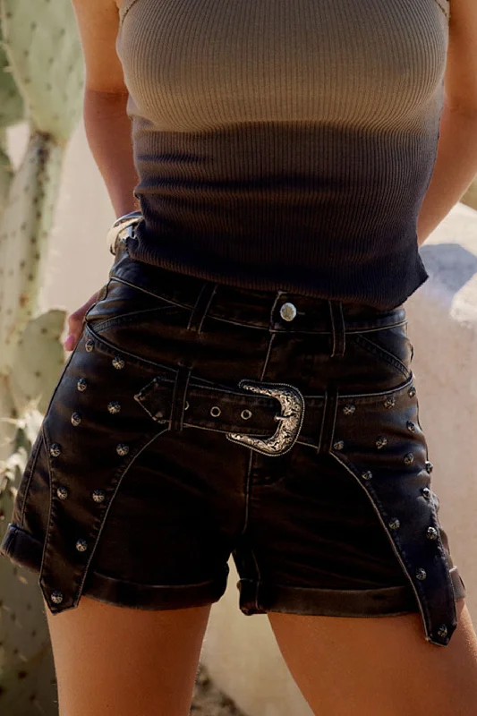 Hurry, Sale Ends Soon!Renegade Washed Black Vegan Leather Holster Shorts