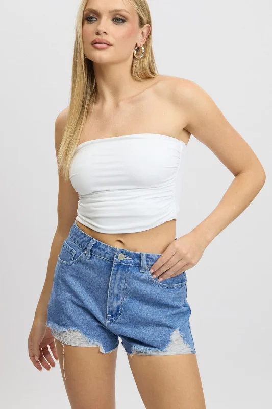 Get Ready to Save!Blue Relaxed Shorts HIgh Rise