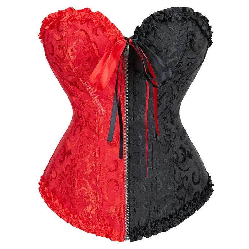 Shop Smart, Save Big!Women's Zip Up Corsets Tops Fashion Designer Lace Singlets (Plus Size)