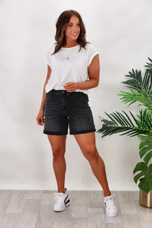 Save Like Never Before!Shine On Label Kylo Distressed Denim Short Black