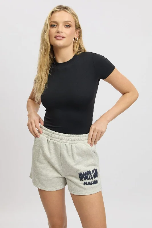 Exclusive Deals Just for You!Grey Track Shorts High Rise Elastic Waist