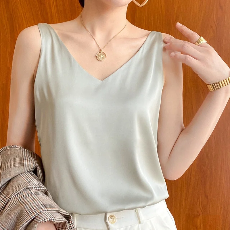 Save Up to 50% Off!Women's Camisole Tops Fashion Designer Satin Singlets (Plus Size)