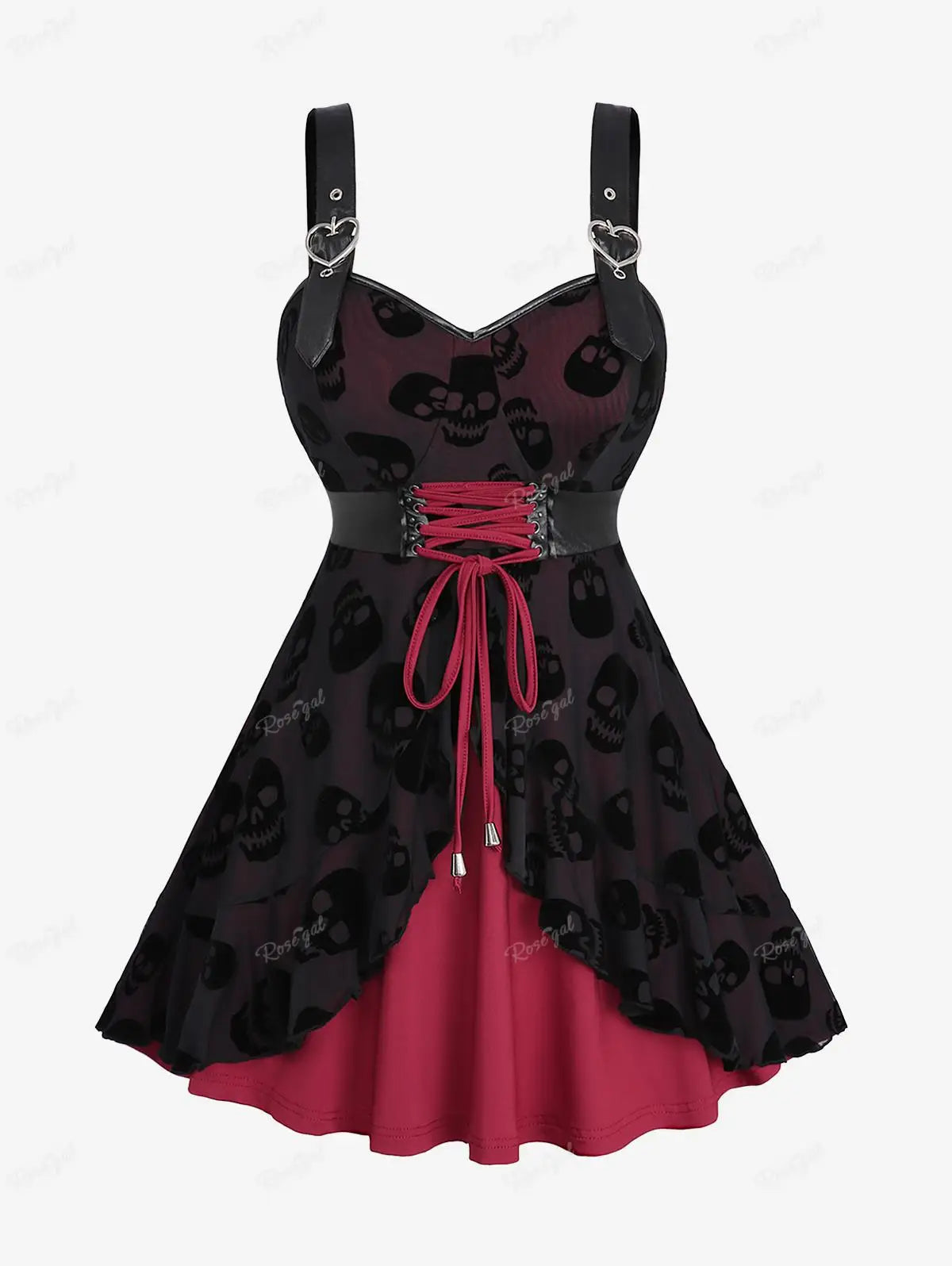 Score Huge Discounts Today!Women's Skulls Flocking Mesh Layered Fashion Designer Singlets (Plus Size)