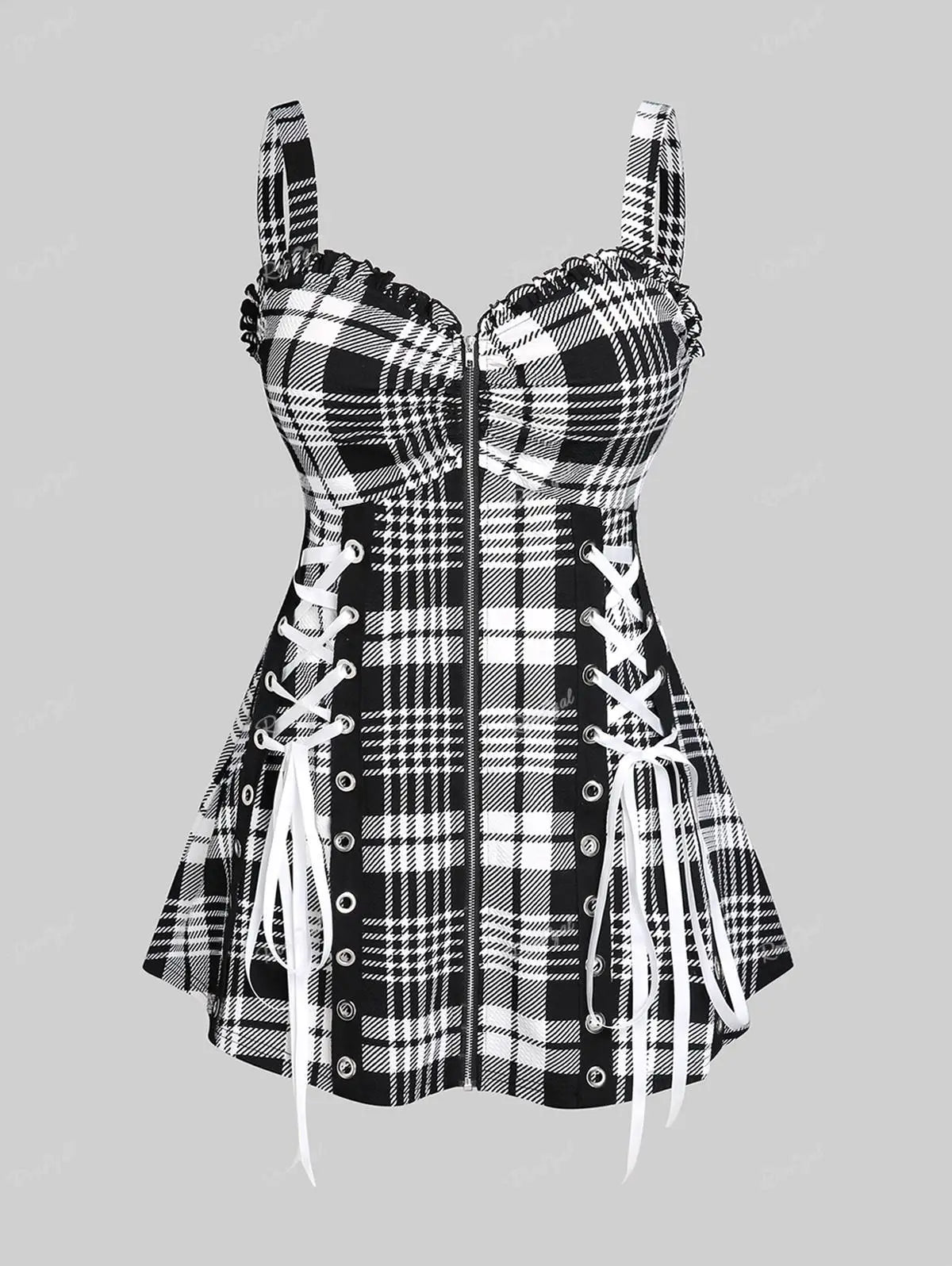 Special Offer – Act Fast!Women's  Plaid Ruffles Fashion Designer Lace Up Singlets (Plus Size)