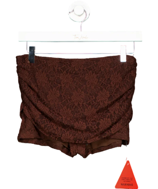Your Discount is Waiting!Ego Brown Lace Low Rise Fold Over Booty Shorts UK 10