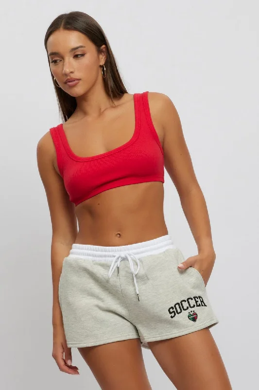 One Day Only – Huge Savings!Grey Track Shorts Contrast Waist Band