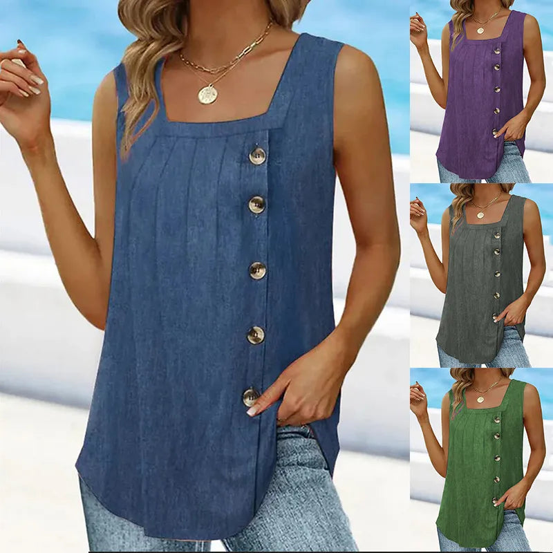Shop Early, Save Big!Women's 5XL Square Neck Tops Fashion Designer Singlets (Plus Size)
