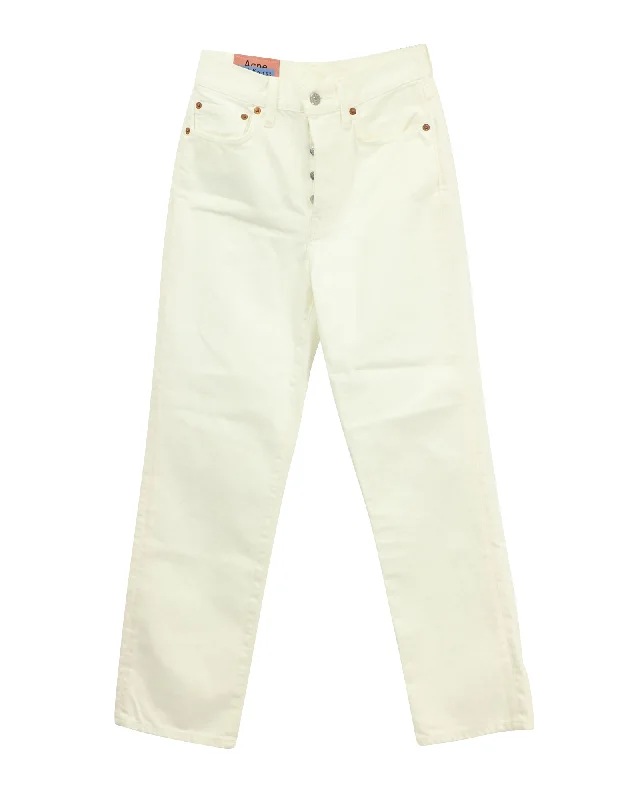 Don't Miss Out!Acne Studios Straight Leg Jeans in White Cotton