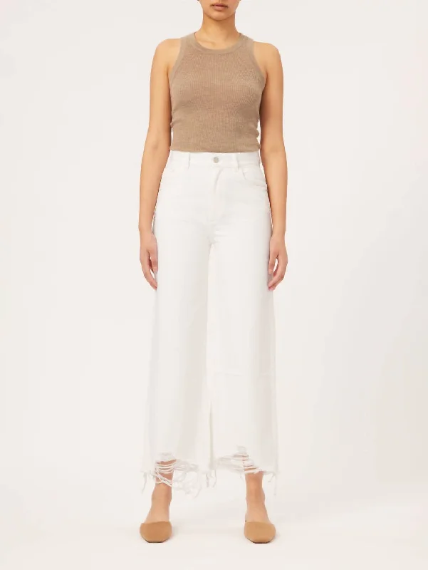 Great Deals, Just for You!Hepburn Wide Leg High Rise Vintage Ankle Jeans In White Distressed