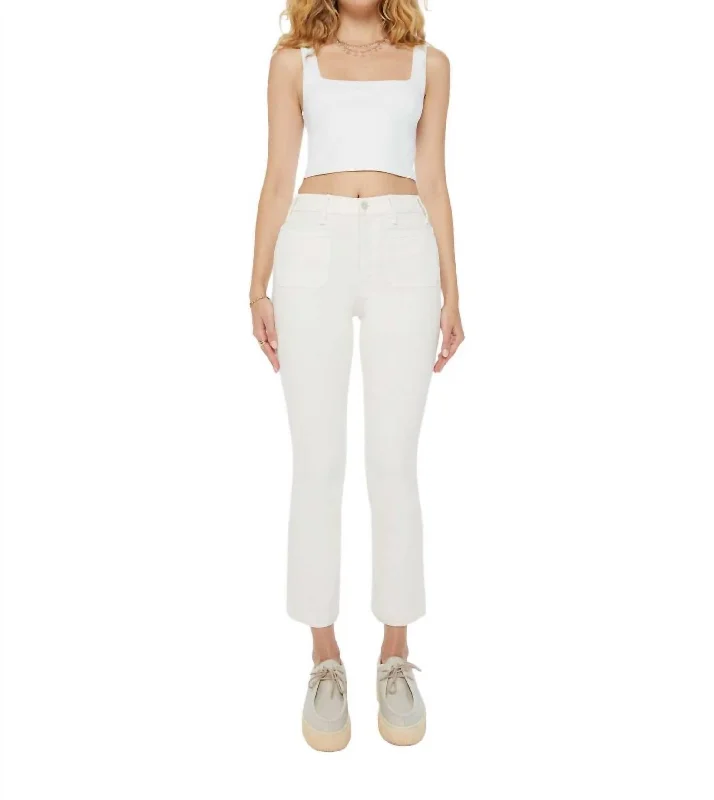Limited Stock Available!Hustler Patch Pocket Flood Jeans In Cream Puffs