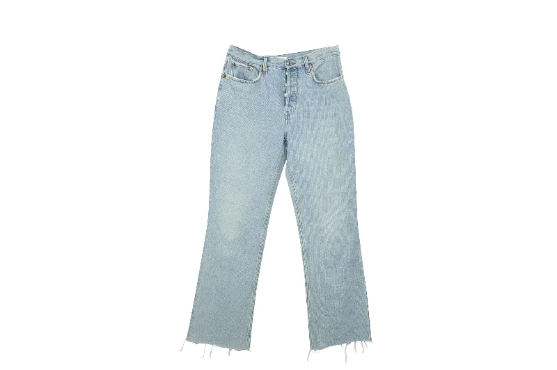 Today Only – Don’t Miss It!Re/Done Distressed Cropped Boyfriend Jeans in Blue Cotton Denim