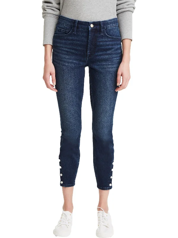 Get Ready to Save!Womens High Rise Button Hem Skinny Jeans