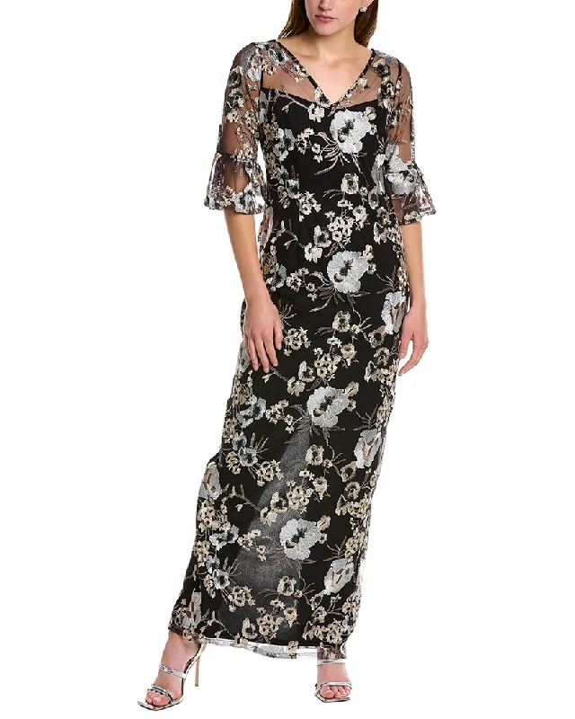Huge Price Cuts Await!Adrianna Papell Embroidered Column Gown