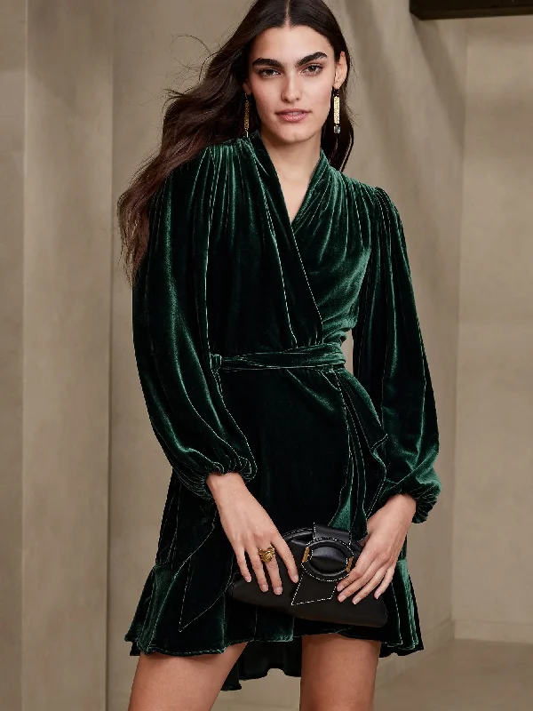 Huge Savings – Act Now!Aida Velvet Wrap Dress