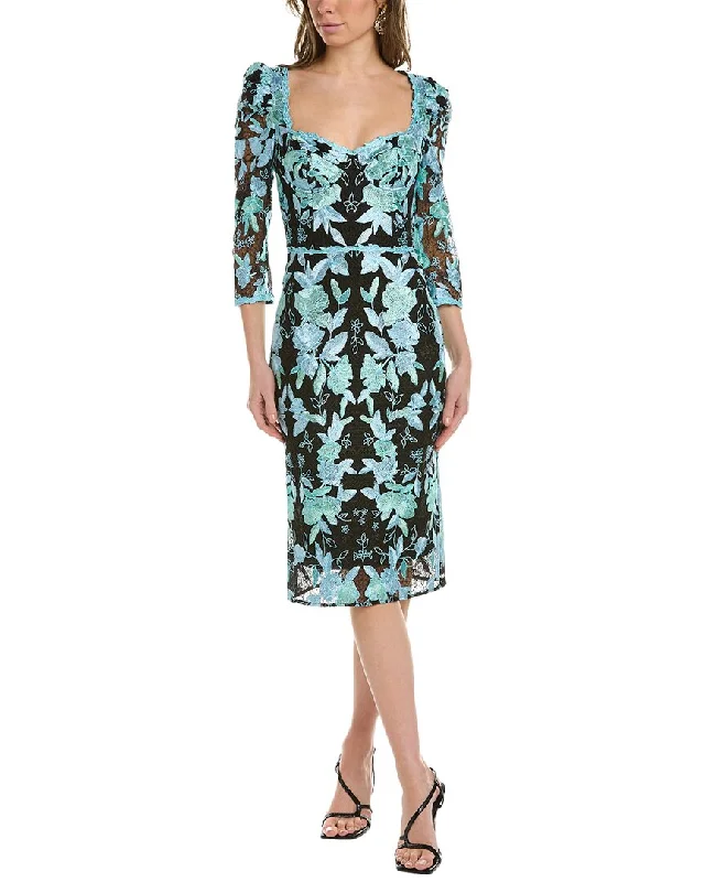 Massive Price Cuts!Marchesa Notte Embroidered Sheath Dress