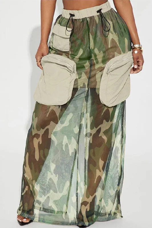 Bigger Savings, Better Shopping!Patchwork Camouflage Boyish Multi Pocket Skirt