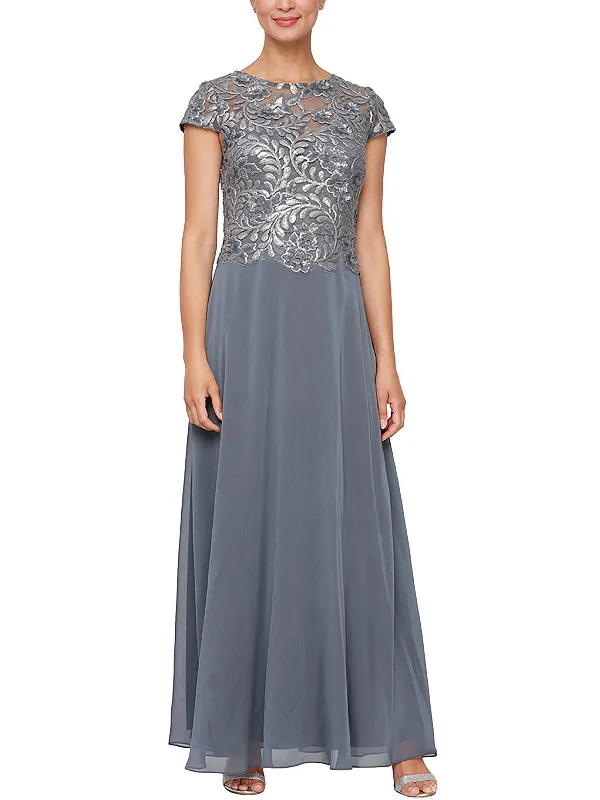 Shop Early, Save Big!Petites Womens Embellished Maxi Evening Dress