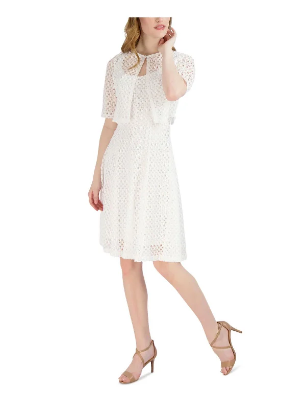 Mega Sale Happening Now!Petites Womens Lace Knee Fit & Flare Dress