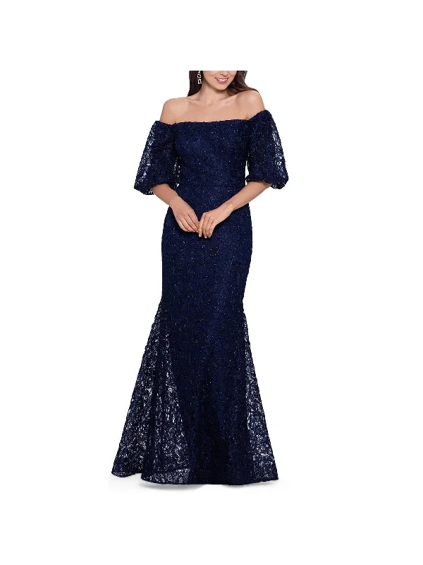 Everything Must Go!Petites Womens Lace Maxi Evening Dress