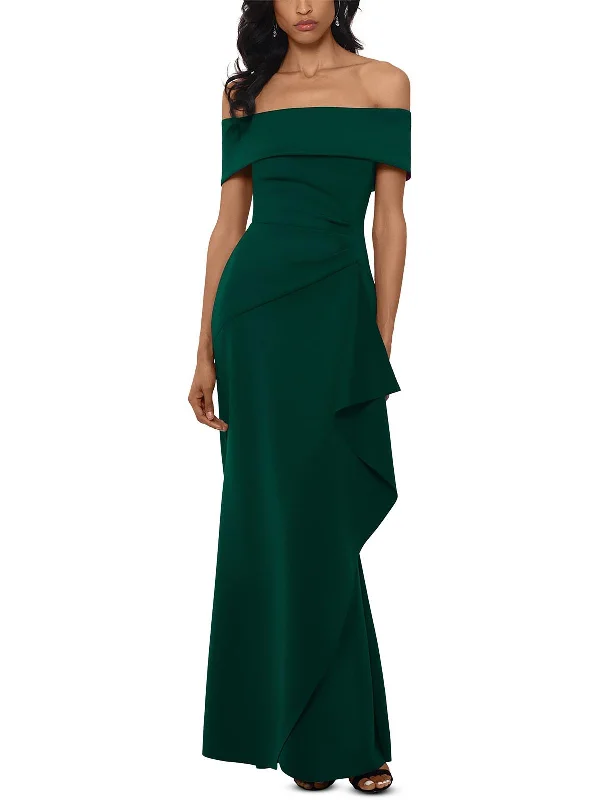 The Best Offers Are Here!Petites Womens Off-The-Shoulder Gathered Evening Dress