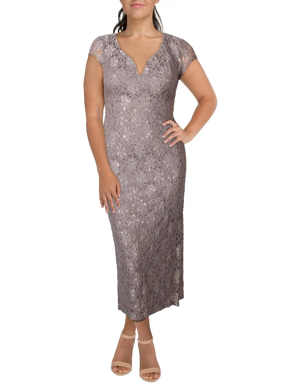 Save Money, Shop Happy!Petites Womens Sequined Lace Evening Dress