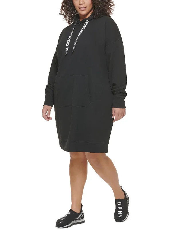 Save Like Never Before!Plus Womens Fleece Hoodie Sweatshirt Dress