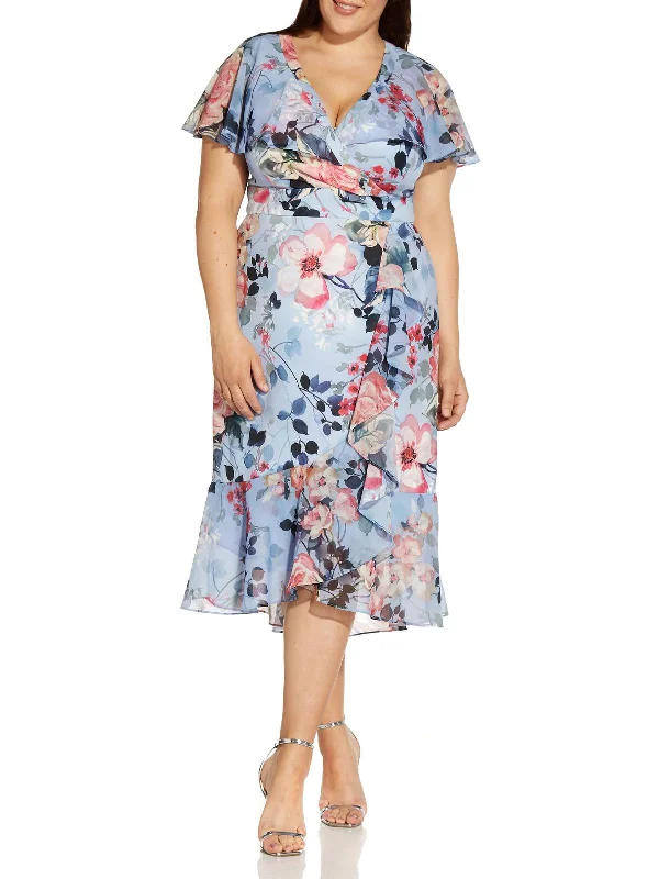 Your Wallet Will Thank You!Plus Womens Floral Midi Wrap Dress