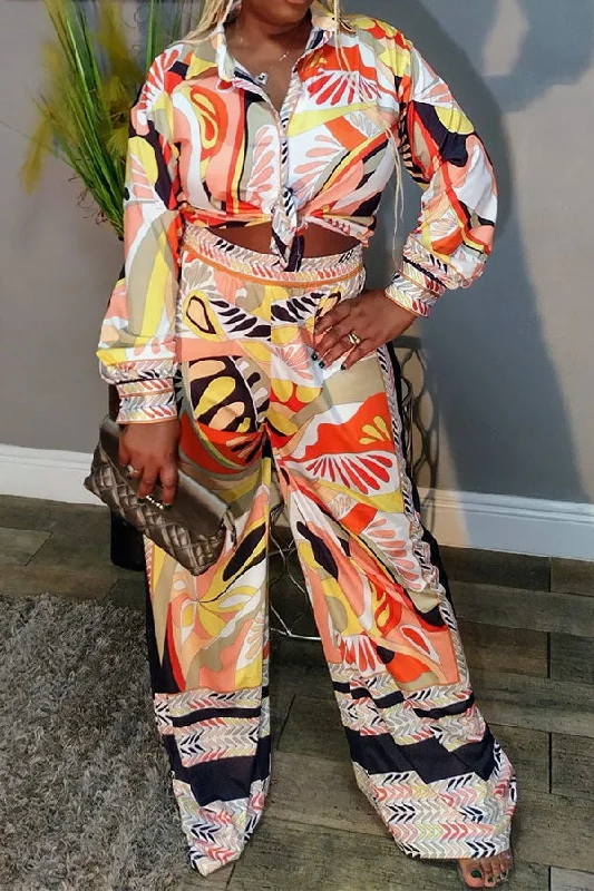 Shop Now and Save!Retro Floral Print Patchwork Pant Suit
