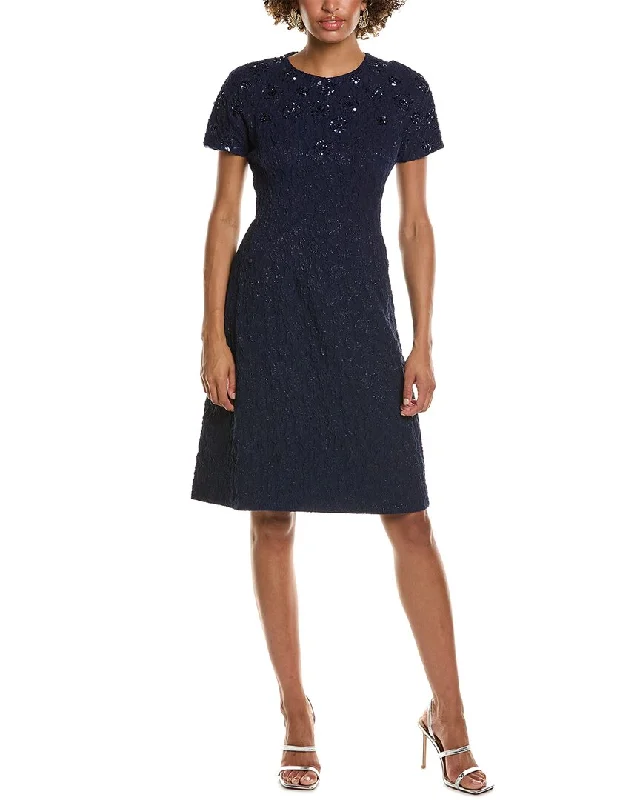Your Favorite Sale is Back!Teri Jon by Rickie Freeman Metallic Jacquard Jewel A-Line Dress