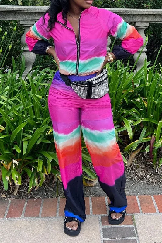 Flash Sale – Act Fast!Tie Dye Sporty Zipper Pant Suit