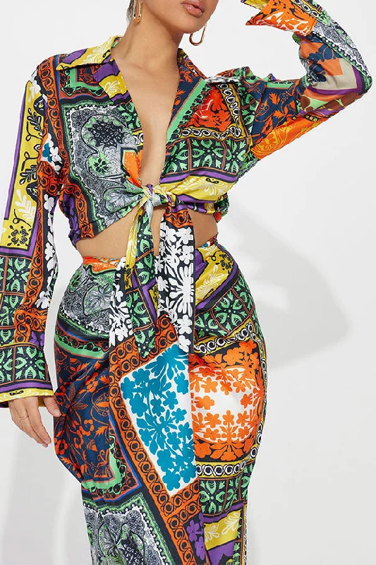 Your Wallet Will Thank You!Tribal Print Colorful Twisted Dress Suit