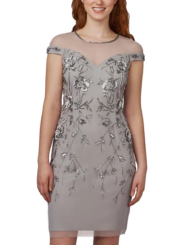 Buy One, Get One Free!Womens Beaded Mini Sheath Dress