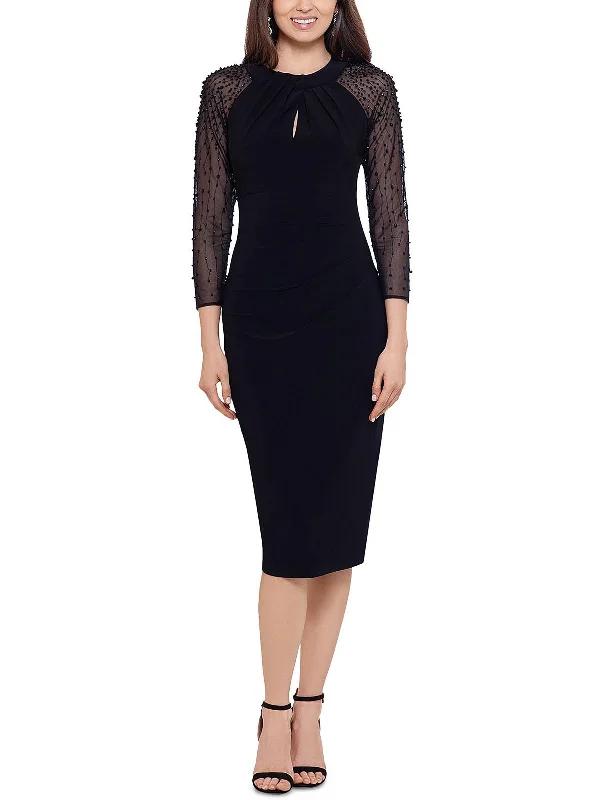 Your Exclusive Offer Awaits!Womens Embellished Midi Sheath Dress