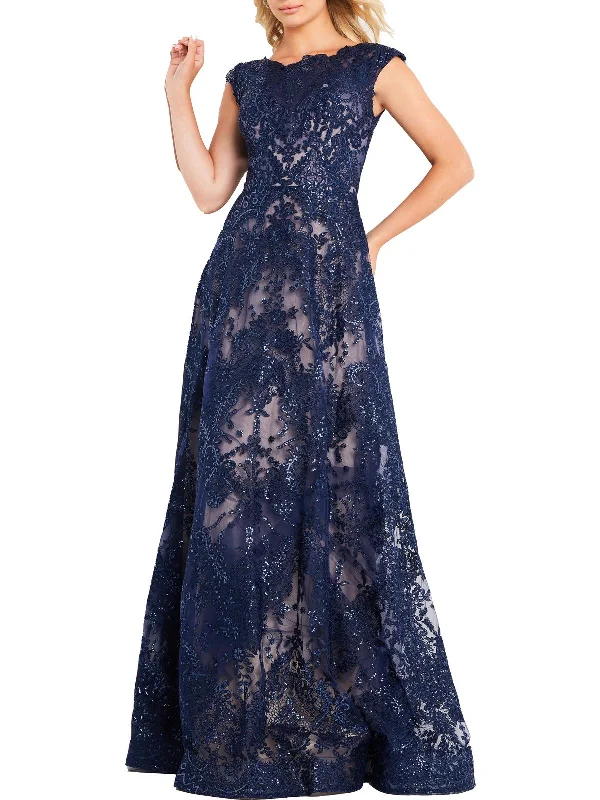 Your Discount is Waiting!Womens Embroidered Sequined Evening Dress