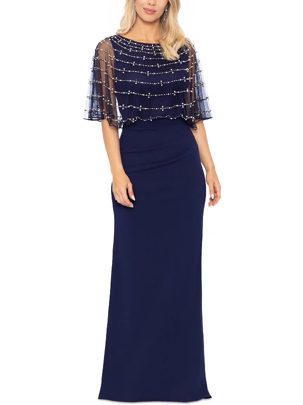 Buy More, Pay Less!Womens Mesh Overlay Embellished Evening Dress