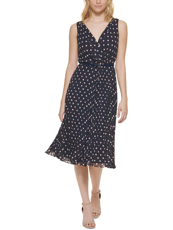 Lowest Prices Guaranteed!Womens Polka-Dot Pleated Fit & Flare Dress