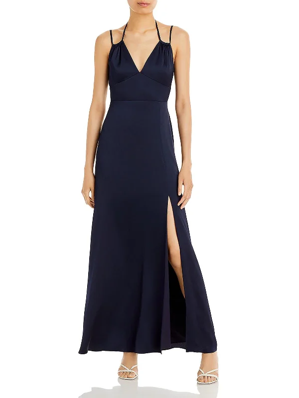 Crazy Discounts Inside!Womens Satin V-Neck Evening Dress
