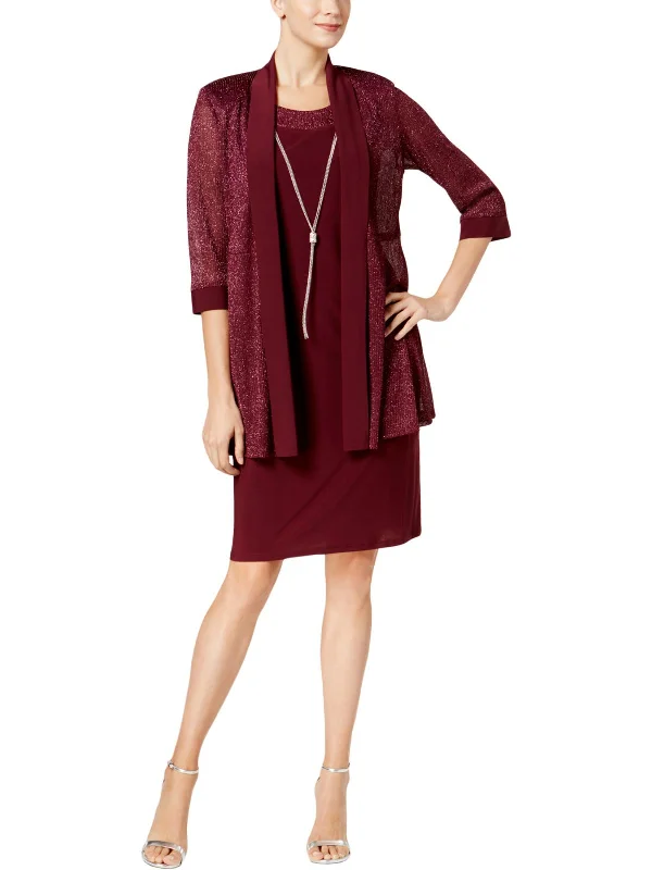 Your Shopping Spree Starts Here!Womens Special Occasion Metallic Dress With Jacket