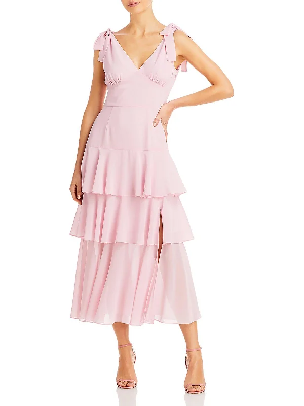 Stock Up and Save!Womens Tiered Midi Fit & Flare Dress
