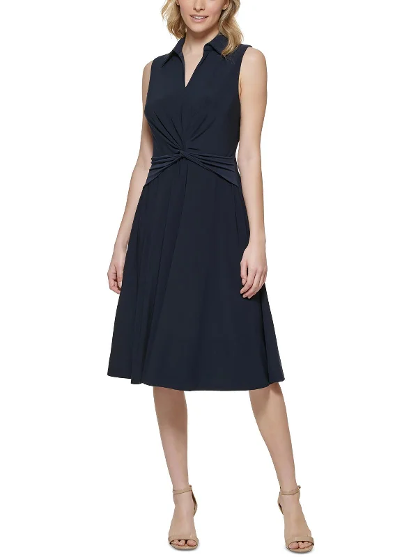 Don't Miss Out!Womens Twist-Front Midi Fit & Flare Dress
