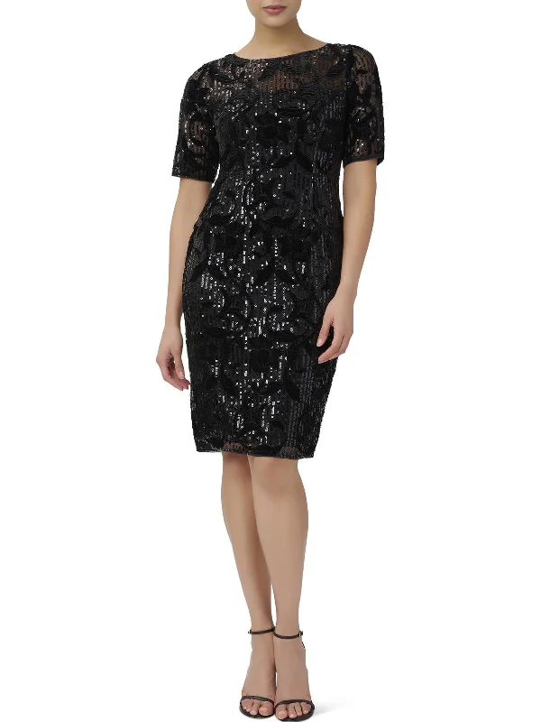 Instant Savings Await!Womens Velvet Knee-Length Sheath Dress