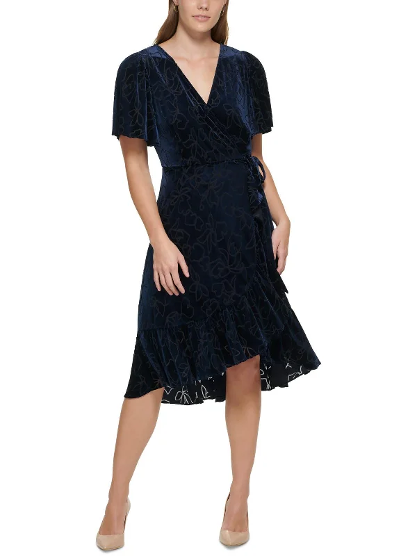 Shop Before It’s Gone!Womens Velvet Midi Wrap Dress