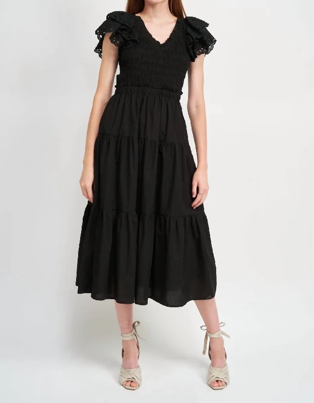 Flash Sale – Act Fast!Alana Smocked Midi Dress In Black
