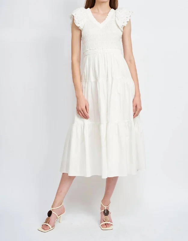Shop Now and Save!Alana Smocked Midi Dress In White