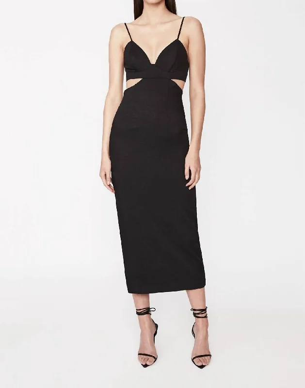 Exclusive Offers You’ll Love!Cut Out Slit Midi Dress In Black