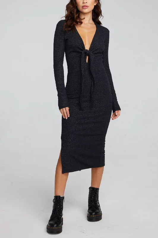 Limited Stock Available!Jenn Midi Dress In Shadow Black
