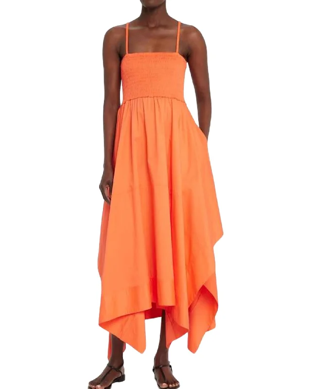 Shop Before It’s Gone!Adriana Smocked Midi Dress In Spiced Coral