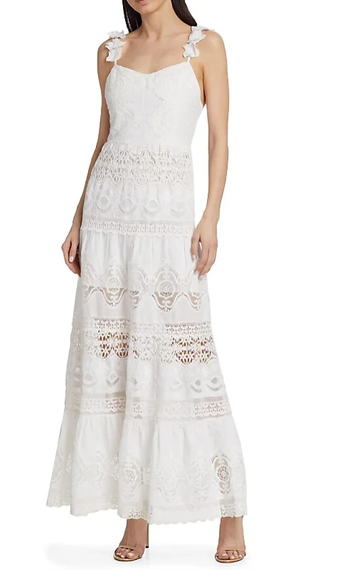 Incredible Savings Inside!Alora Embroidered Sweetheart Neckline Midi Dress In White