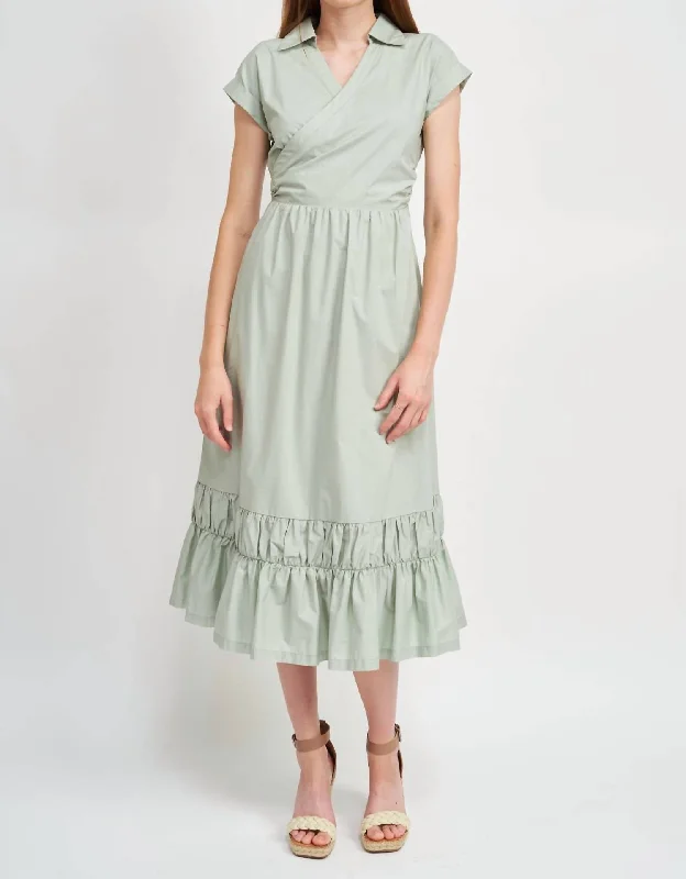 Your Exclusive Offer Awaits!Alora Wrap Midi Dress In Seafoam Green