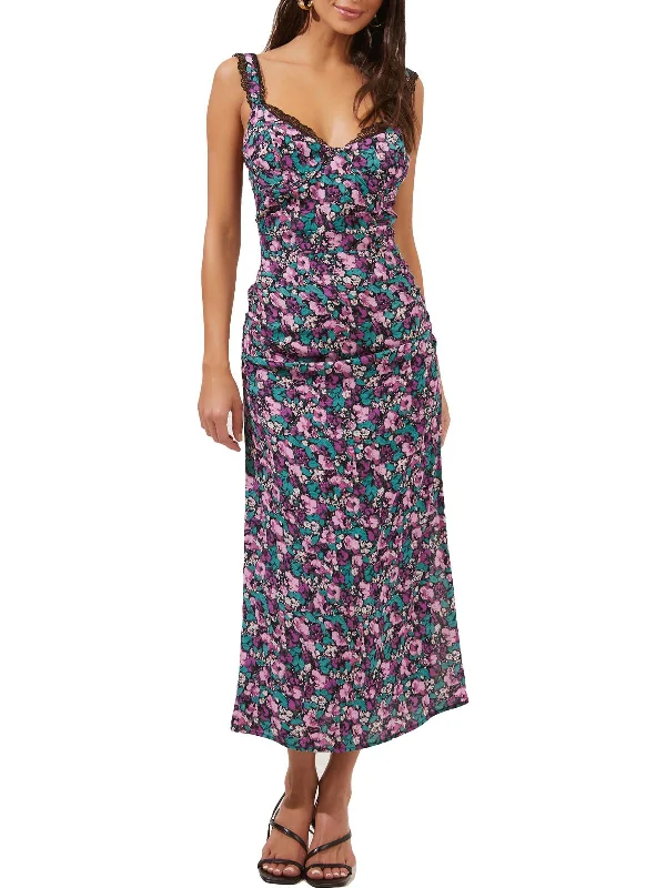 Bigger Savings, Better Shopping!Alva Womens Floral Smocked Midi Dress